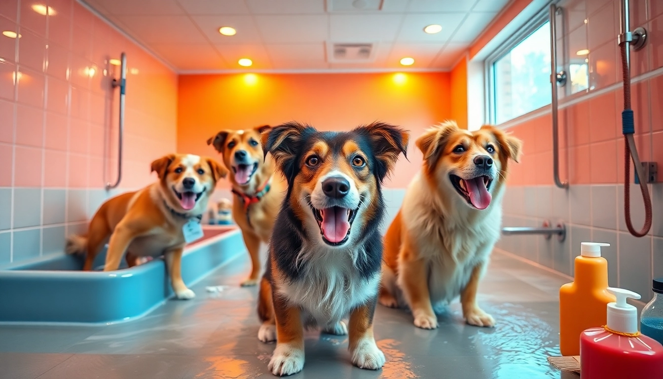 Give your pet a refreshing bath at our dog wash near me, featuring bright colors and happy dogs.