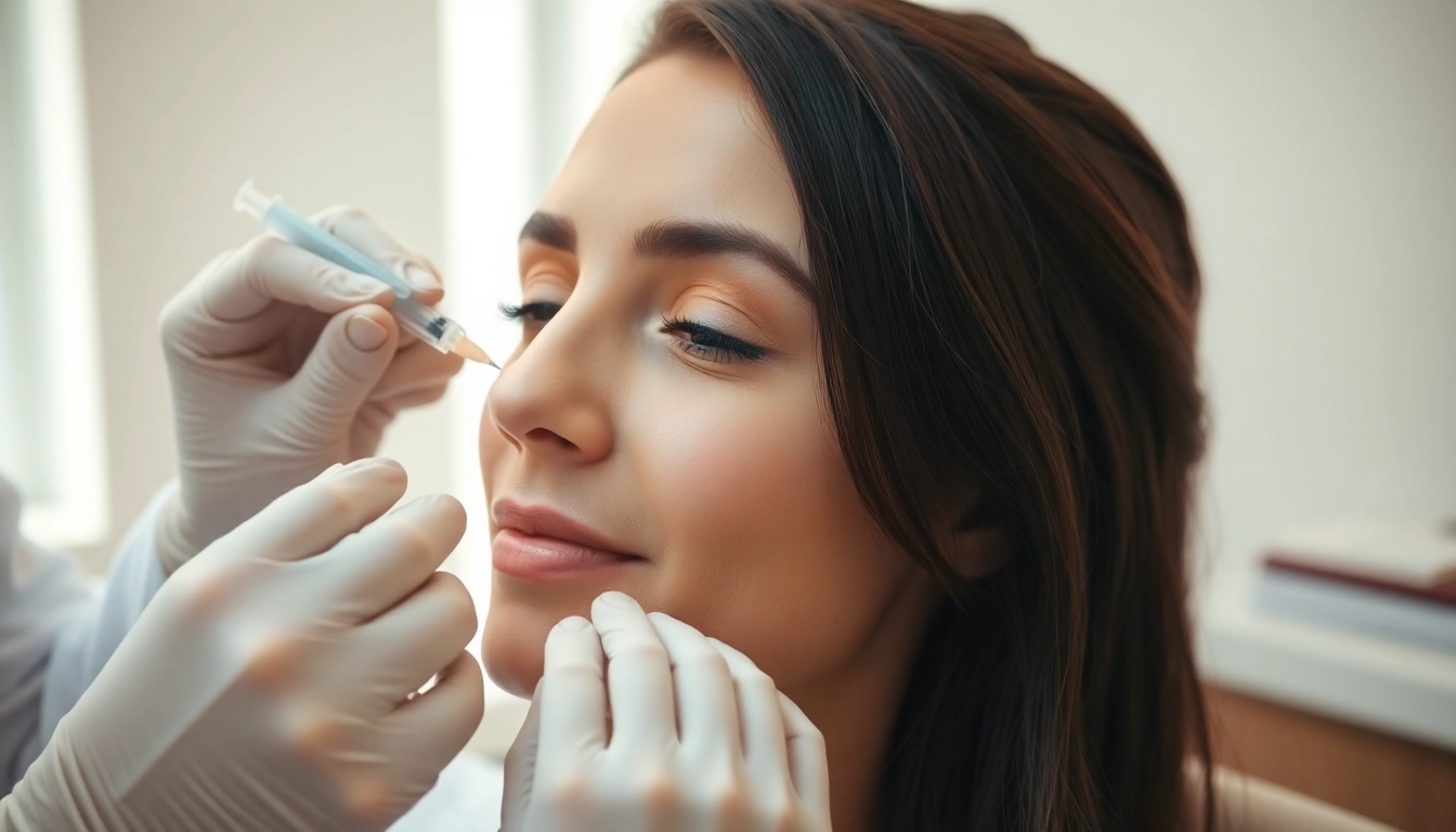 Administering a Botox Behandlung for wrinkle reduction with expert precision in a serene clinic.
