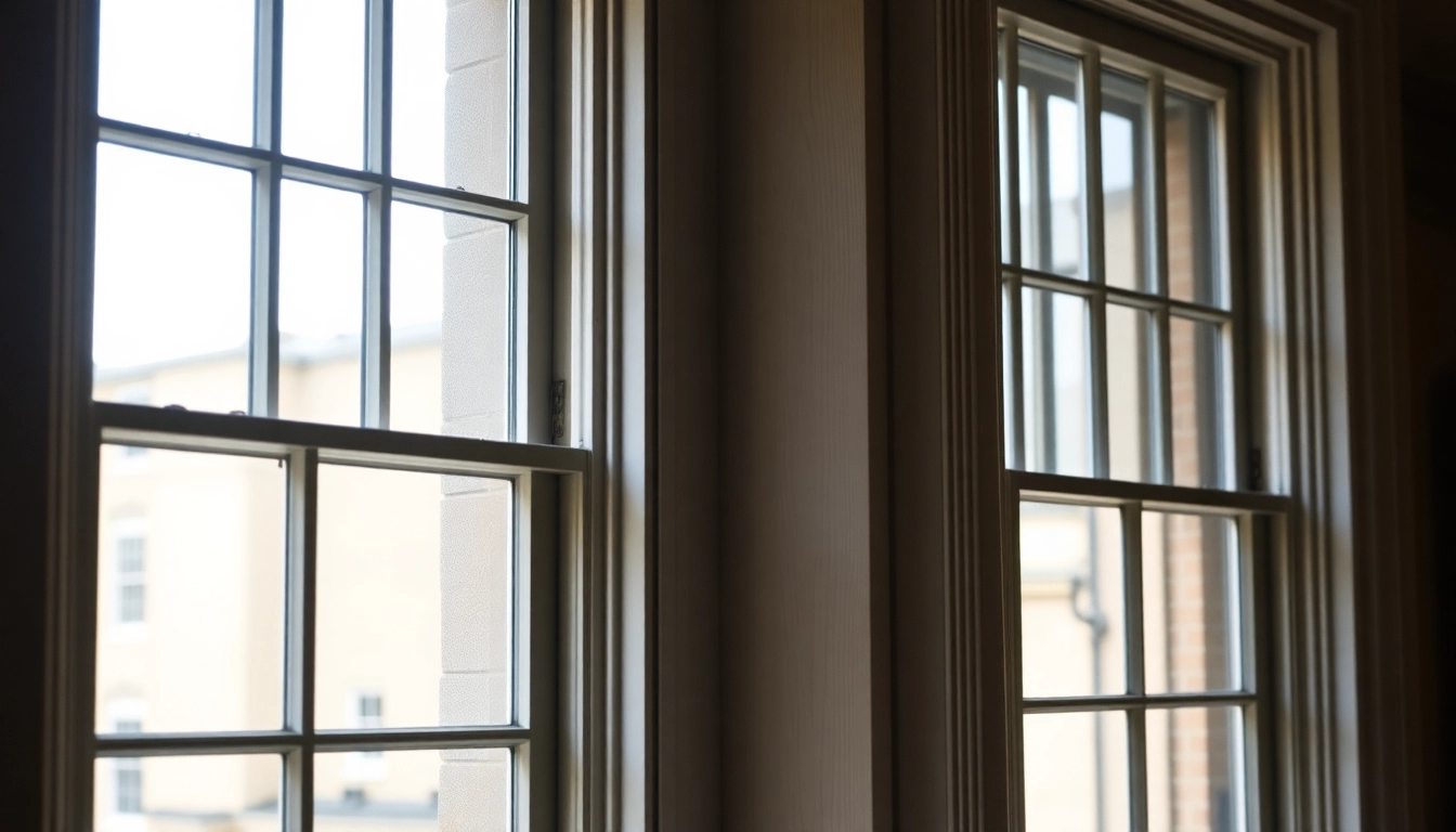 Georgian sash windows displaying their classic six-pane design beautifully framed in natural light.