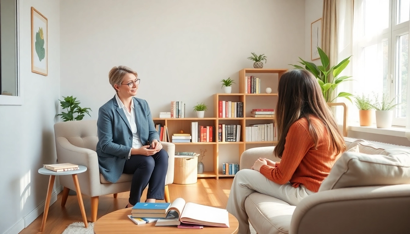 Psycholog Lublin providing compassionate therapy session in a welcoming office setting for mental health support.