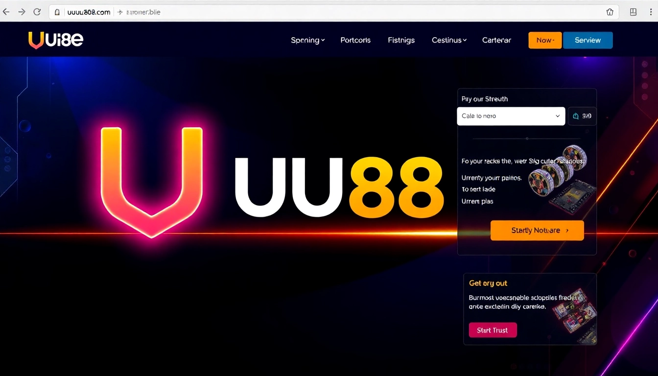 Encouraging users to explore UU88 online casino with a captivating, vibrant gaming interface emphasizing trust and excitement.