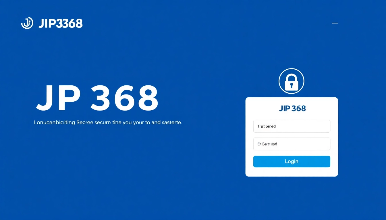 JP368 login portal with secure connection icons, showing a user entering credentials on a modern, encrypted interface for quick access.