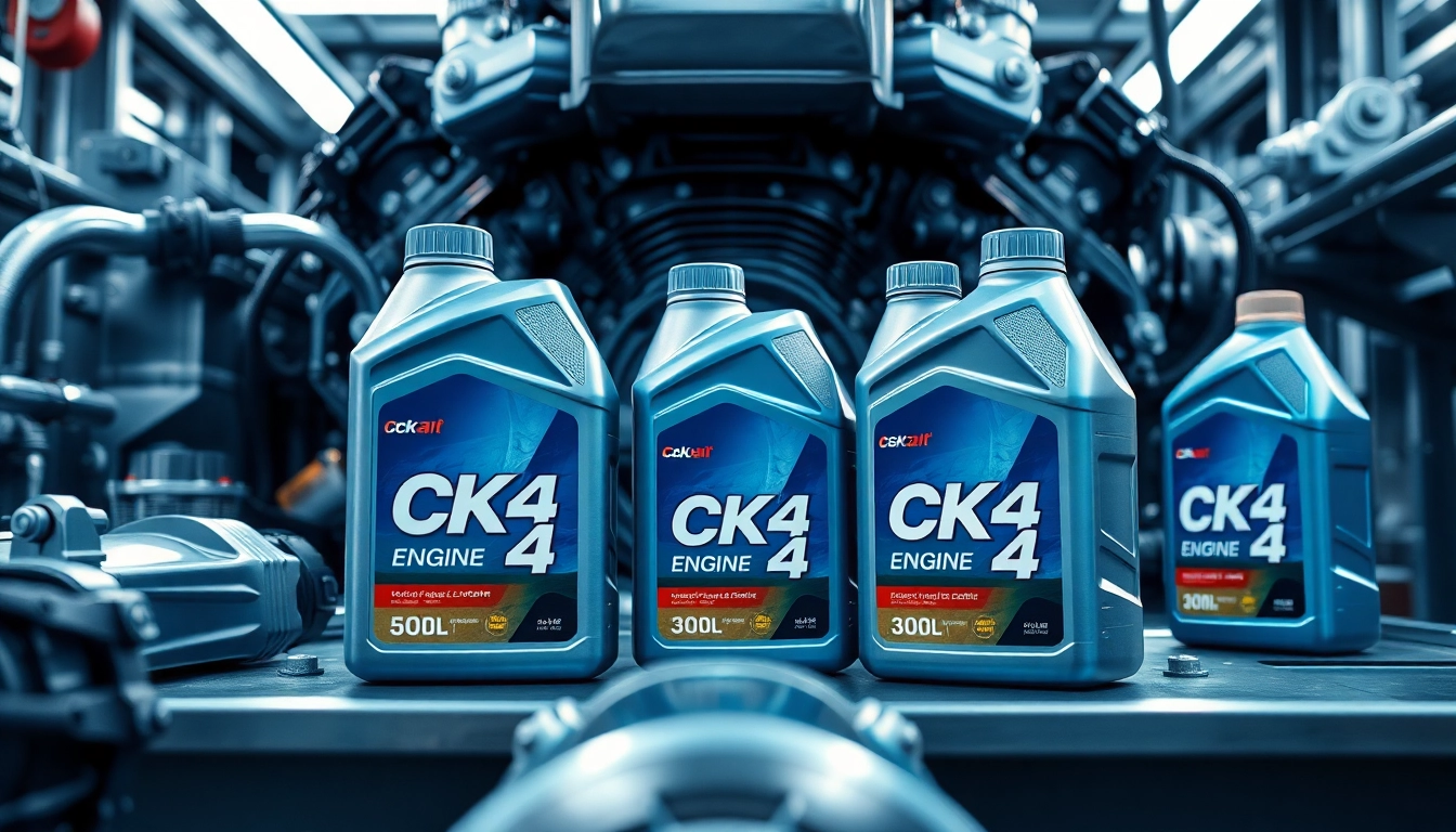 High-quality CK4.com engine oil products in an industrial setting showing durability and performance