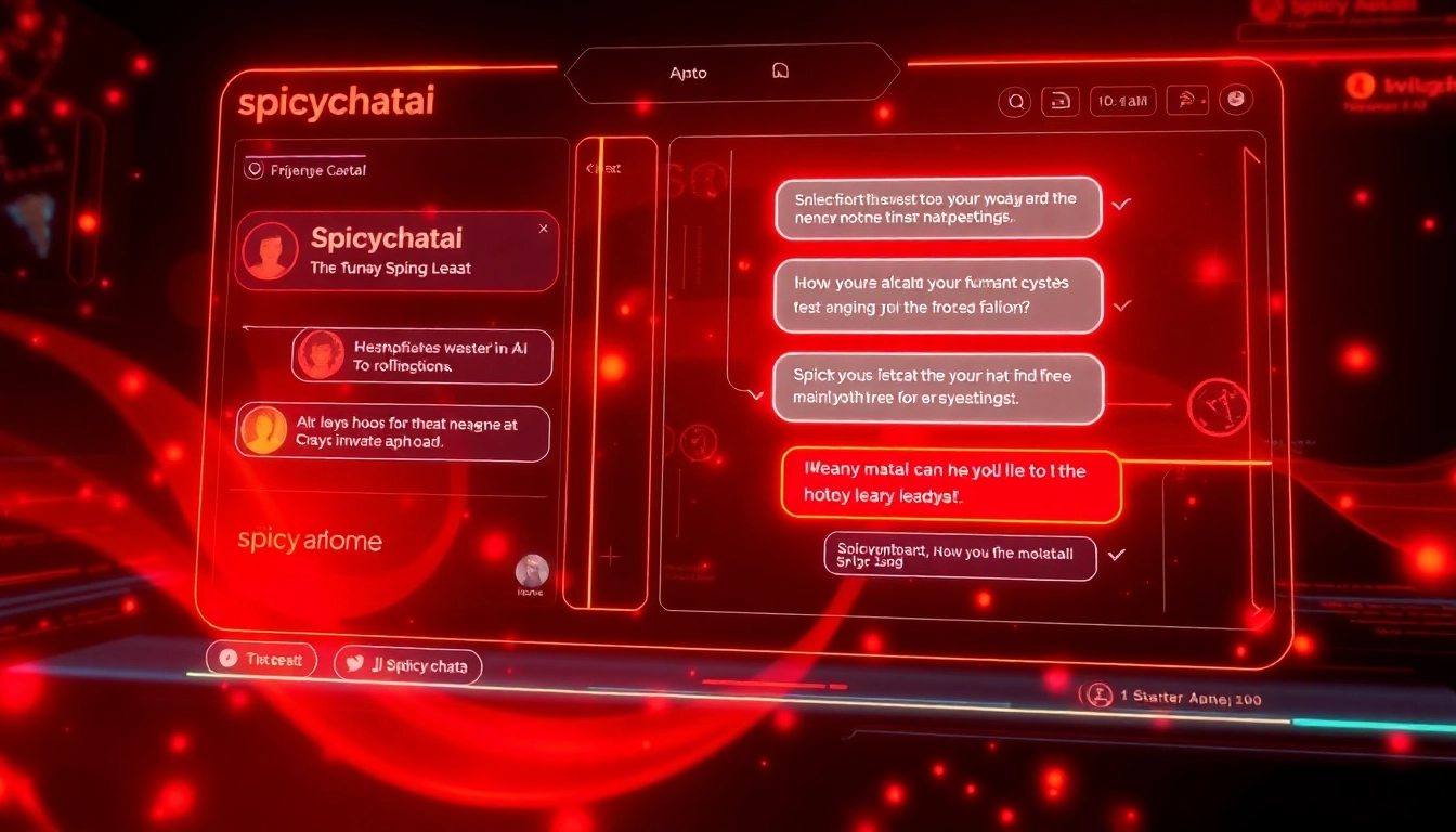 Spicychatai engaging AI chatbot interface with vibrant visuals and dynamic conversation display, highlighting realism and personalization for users.
