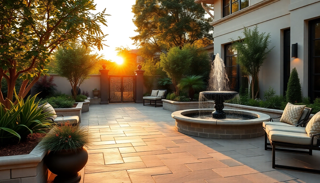 Best Pavers in Dubai showcased in a luxurious outdoor space with elegant paving stones, water