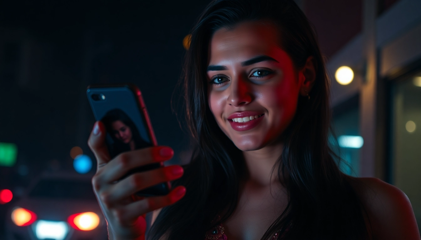 Young woman confidently sending a plan cul nudes via smartphone in a modern setting,