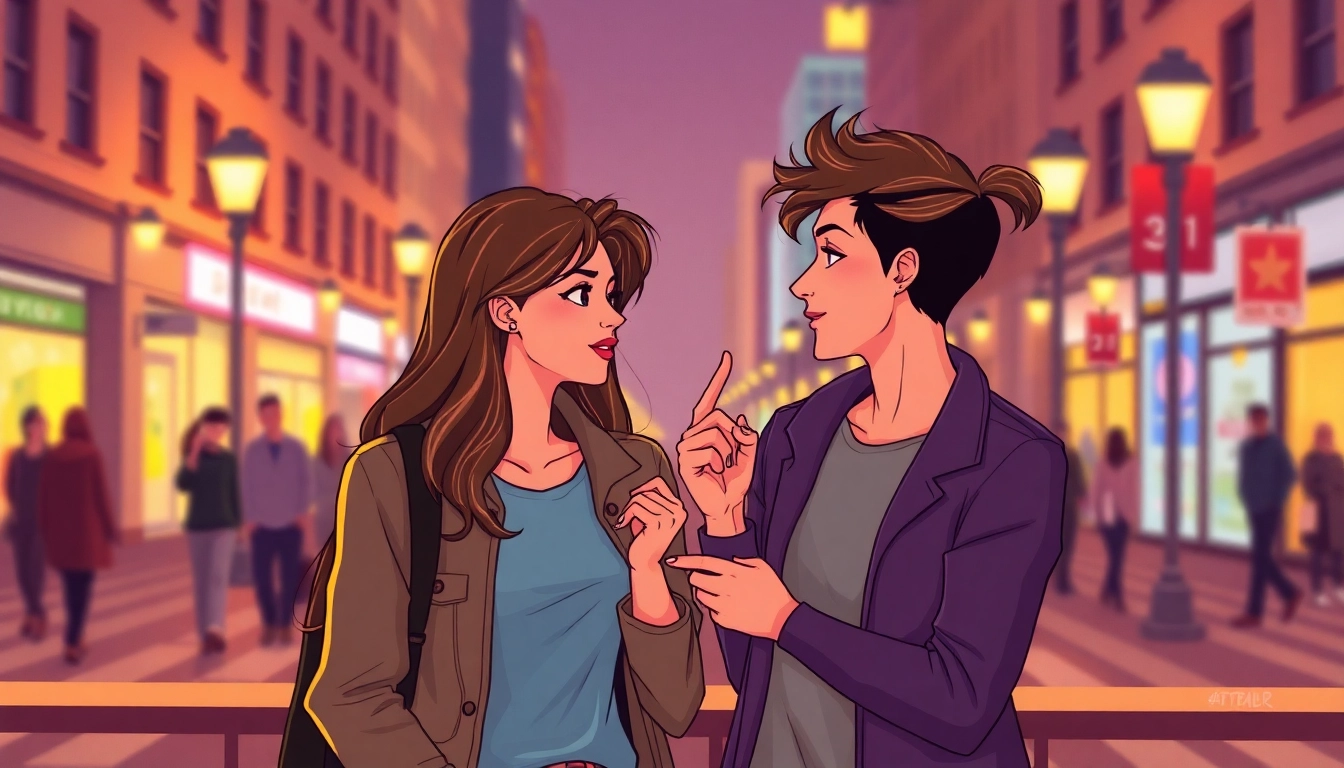 Visually engaging scene of a young couple discreetly meeting for a plan cul in a city,