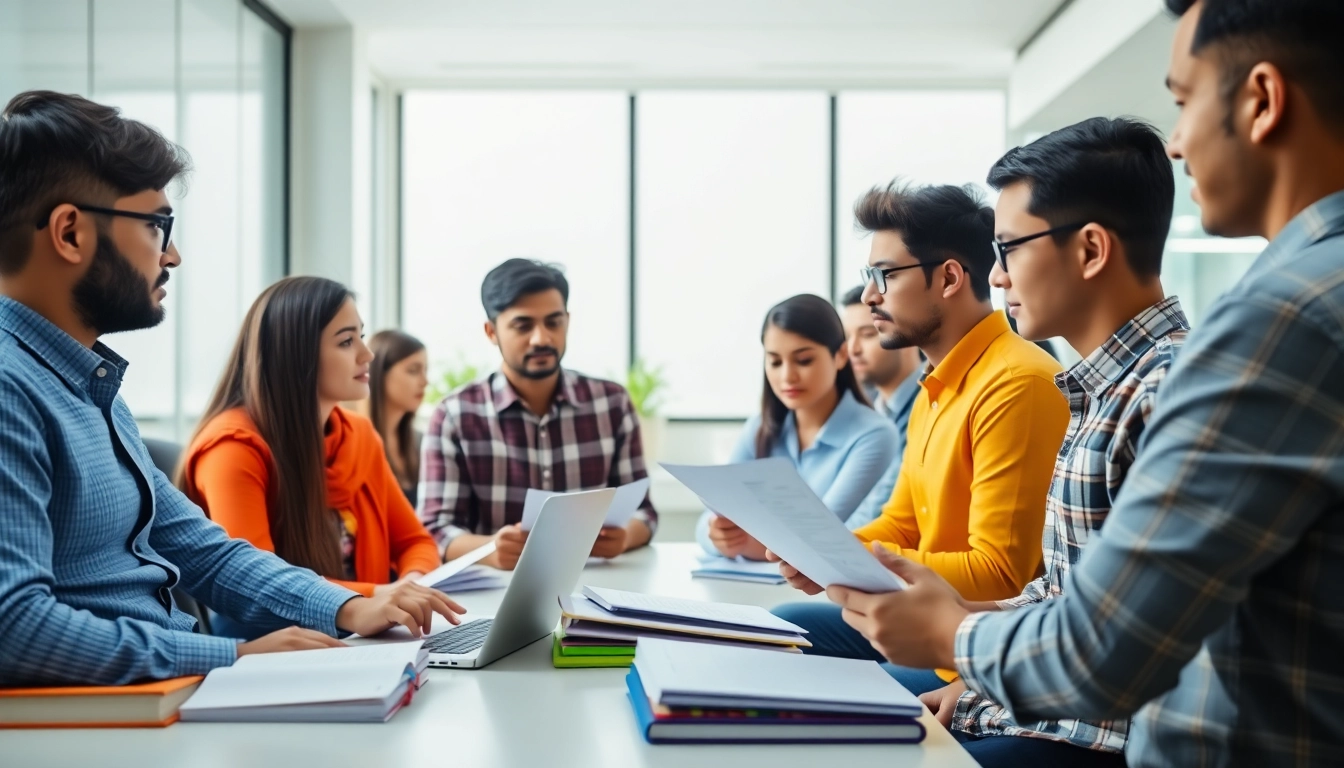 Illustration of aspirants preparing for Sarkari Naukri exams in a professional setting,