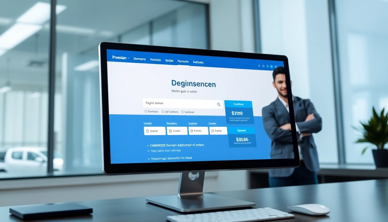 Person registering a domain on a computer, emphasizing reliable domain registration services