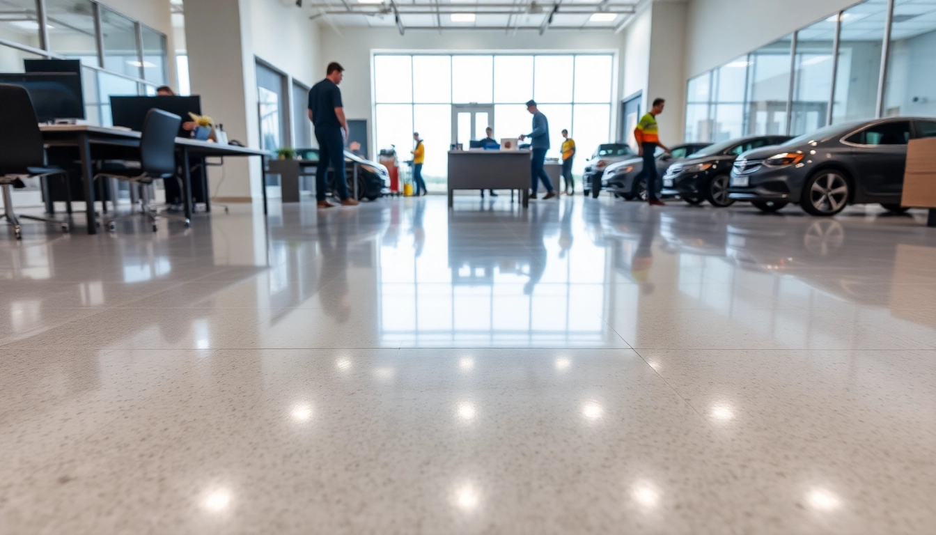 Experienced epoxy resin flooring contractors Birmingham applying durable epoxy coating on