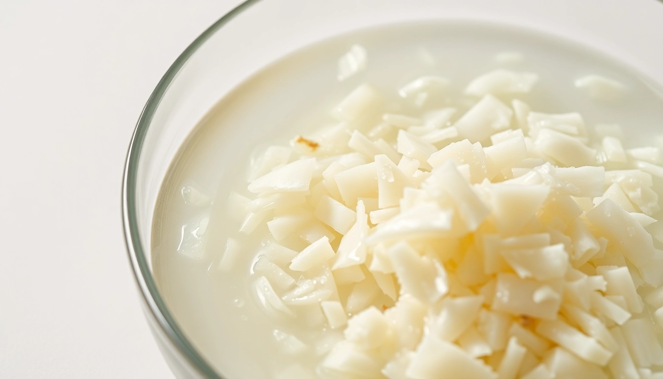 High-quality minced garlic in water being prepared in a clean bowl, showcasing freshness and