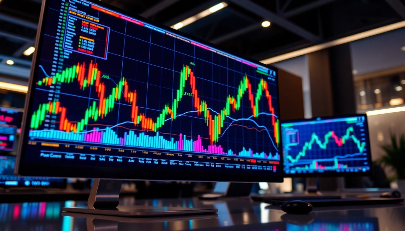 Trading view platform showcasing live market charts with dynamic technical analysis features