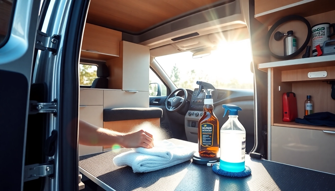 Effective use of Wohnmobilreiniger to make a camper van shine in a detailed outdoor cleaning
